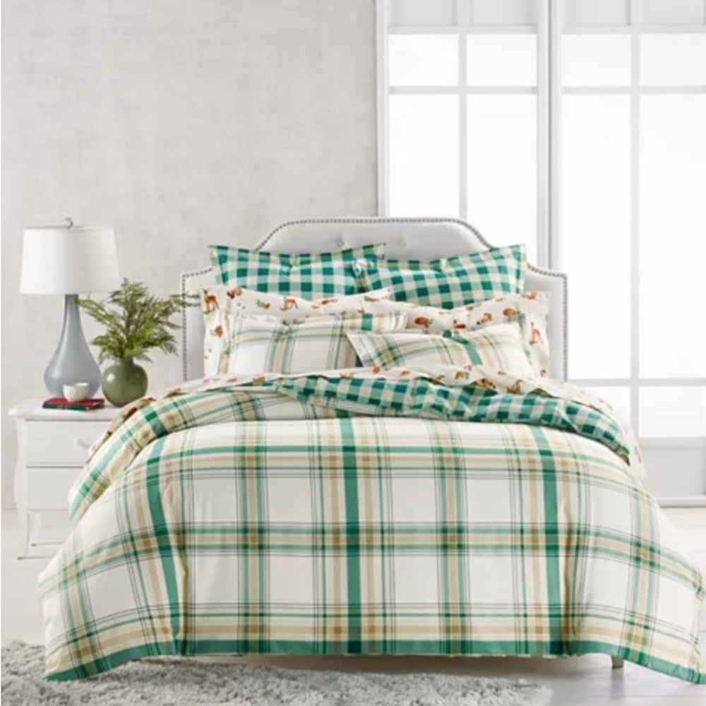 Martha Stewart Collection
Holiday Flannel Neutral Plaid Duvet Cover,  Full/Queen